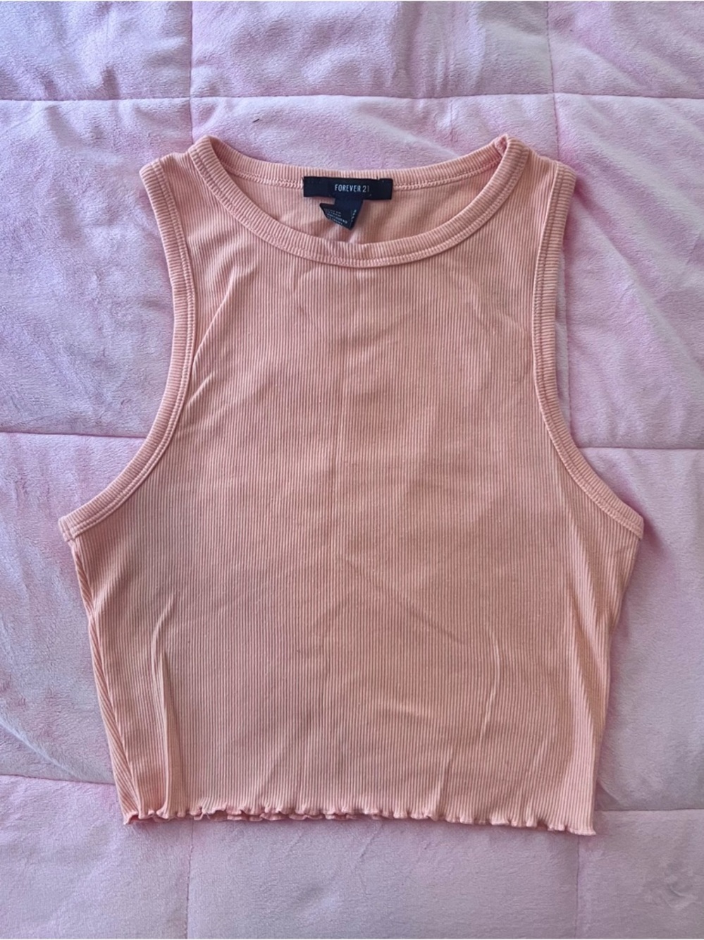 Forever 21 Peach Ribbed Tank Crop